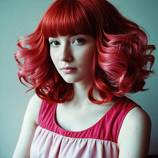 Woman with Red Hair in Pink Dress