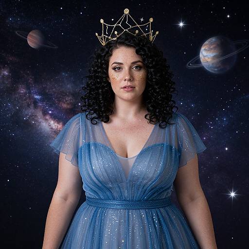 Cosmic Plus-Size Woman with Constellations