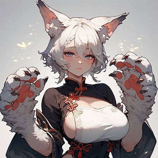 White-Haired Monster Girl Wearing Hanfu