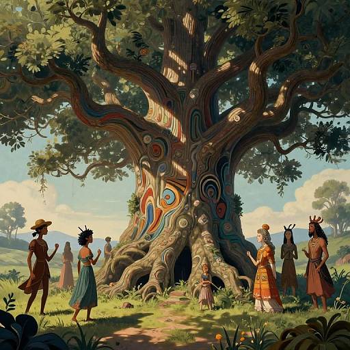 Surreal Mythical Tree Gathering