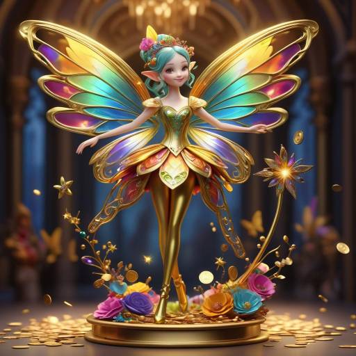 Enchanted Fairy with Golden Heart Wand Enchanted Fairy with Golden Heart Wand