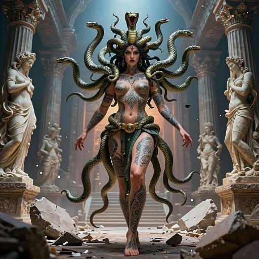 Fierce Medusa Warrior Goddess Art