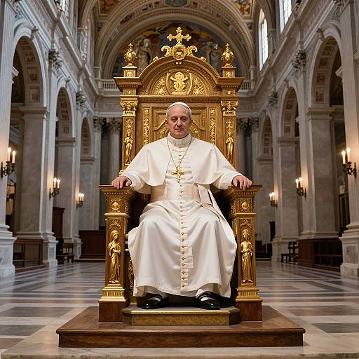 Ancient Oak Pope Throne in Church