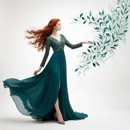 Elegant Lanky Redhead in Teal Dress Elegant Lanky Redhead in Teal Dress