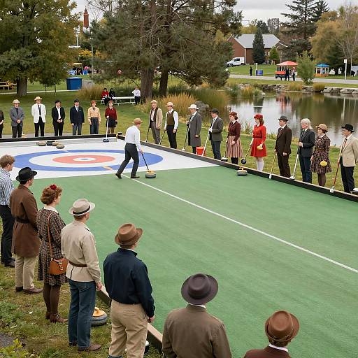 Vintage Outing at a Curling Game