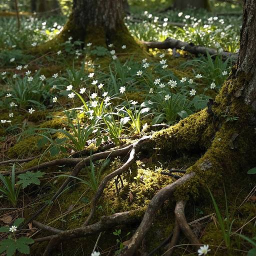 Sunlit Mossy Forest Floor