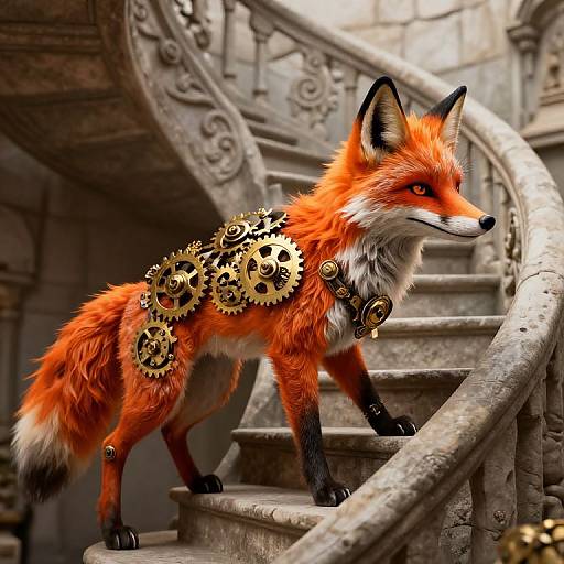 Steampunk Clockwork Fox 3D Render