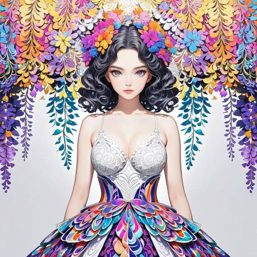 Vibrant Young Woman in Intricate Fashion Vibrant Young Woman in Intricate Fashion