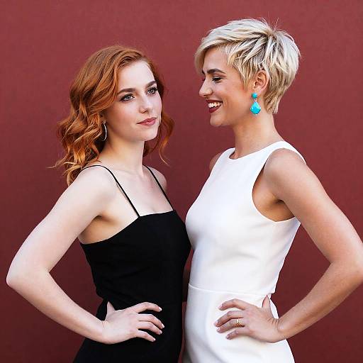 Joyful Embrace of Two Stylish Women