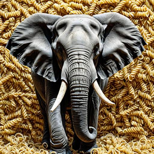 Realistic Elephant Art Made from Capellini