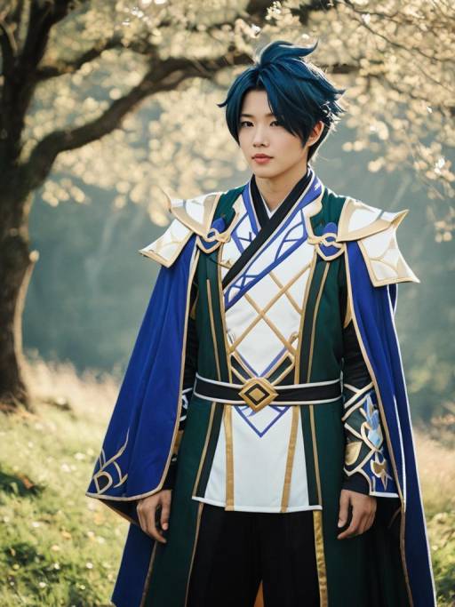 Photorealistic Man in Genshin Costume
