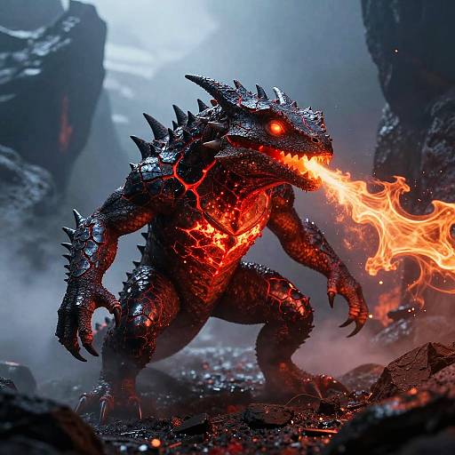 Ember Lizard in Volcanic Twilight