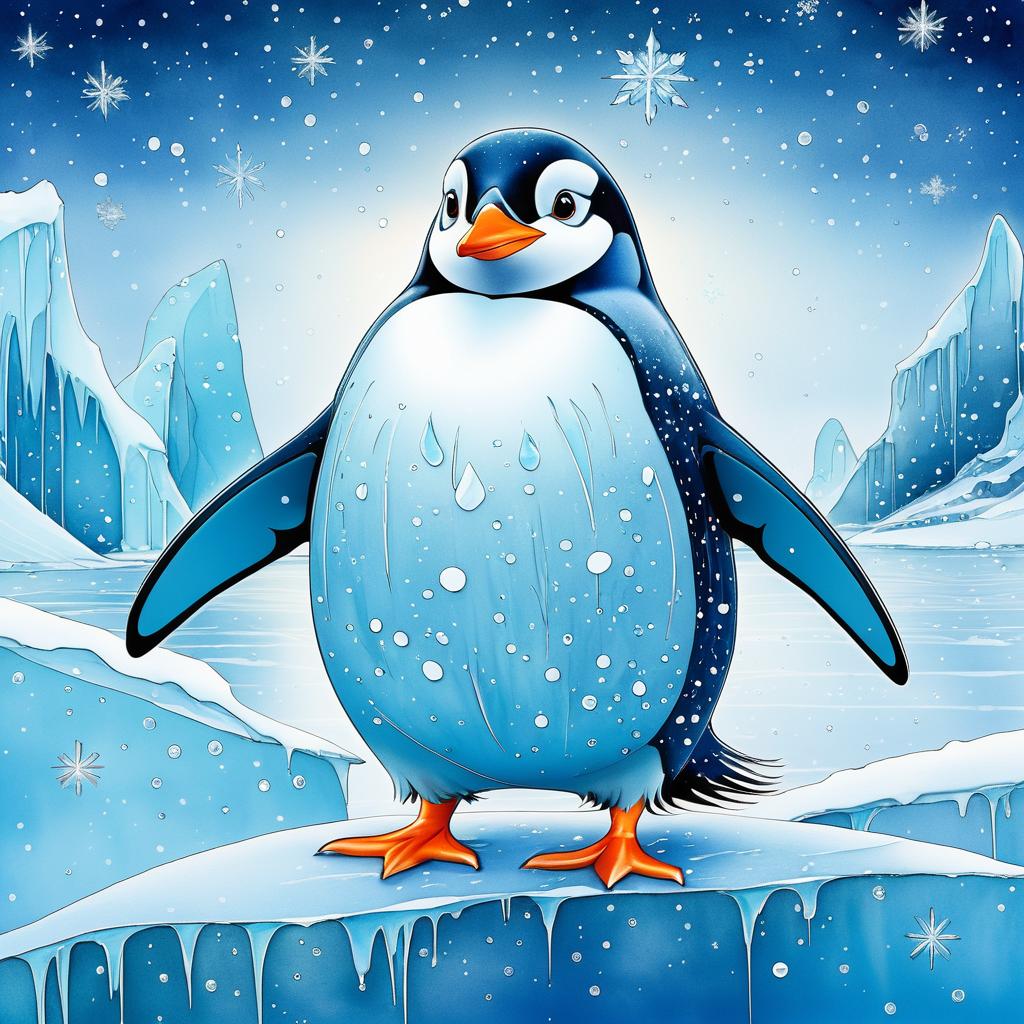 Charming Penguin Art in Icy Wonderland