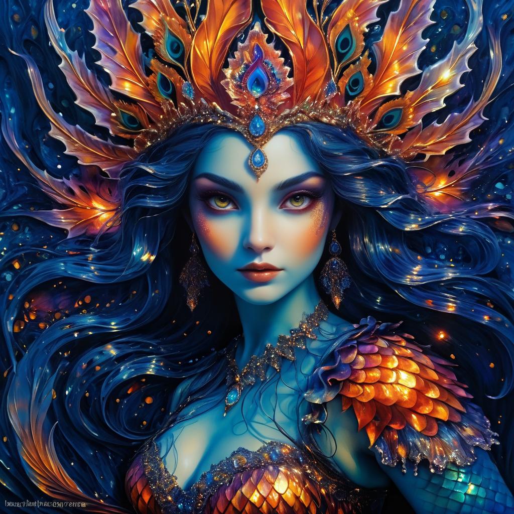 Enigmatic Hybrid Mermaid in Vibrant Colors