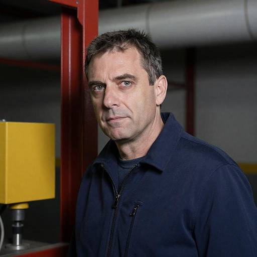 Intense Middle-Aged Man in Industrial Setting