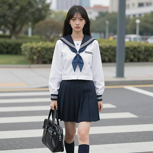 Young Asian Woman in Sailor Uniform