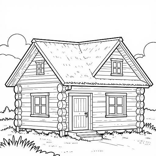 Log Cabin and Home Coloring Pages