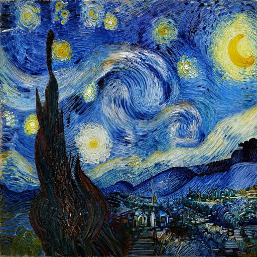 Van Gogh Style Serene Sunset Landscape