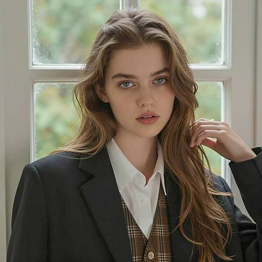 Young Woman in Stylish Blazer Portrait