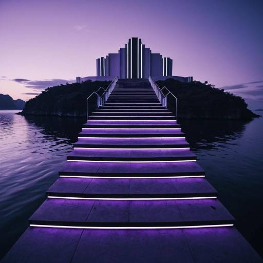 Illuminated Staircase to Floating Art Deco Theater