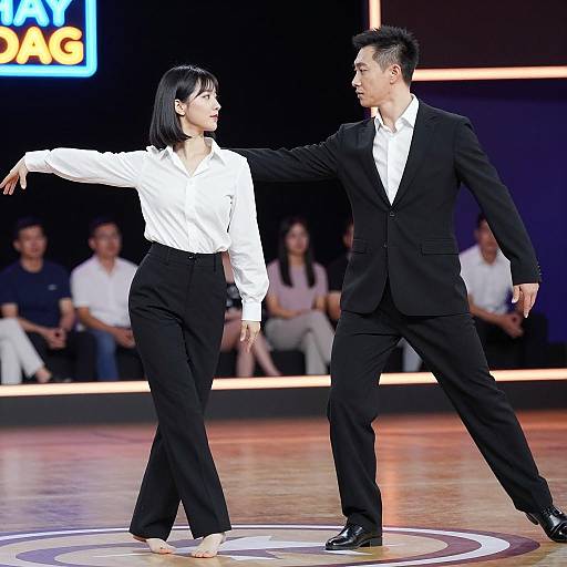 Dynamic Dance Duet on Colorful Stage