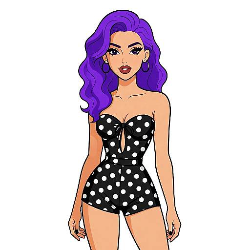 Retro Woman in Polka Dot Playsuit