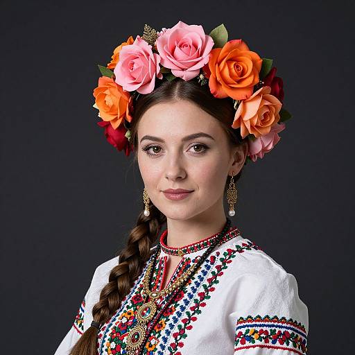 Ukrainian Woman with Floral Crown
