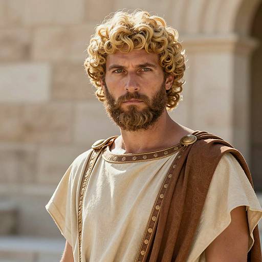 Handsome Middle-Aged Man in Ancient Roman Robe