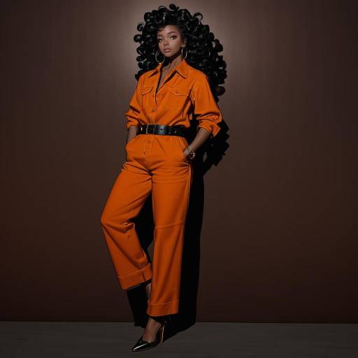 Woman in Stylish Orange Jumpsuit