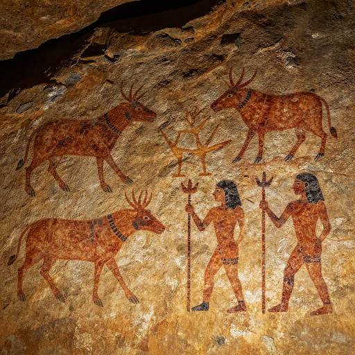 Ancient Tribal Cave Art Scene