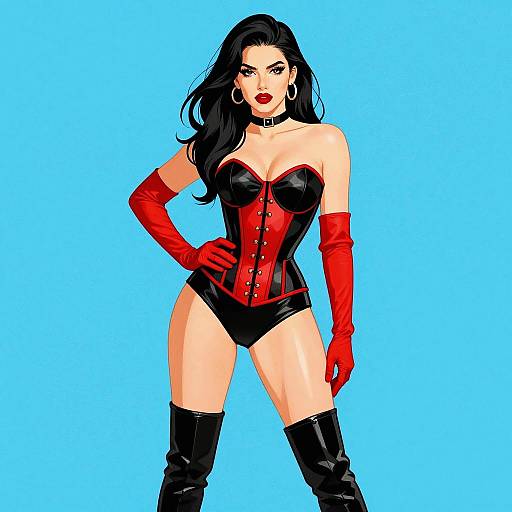 Confident Anime Woman in Bold Colors