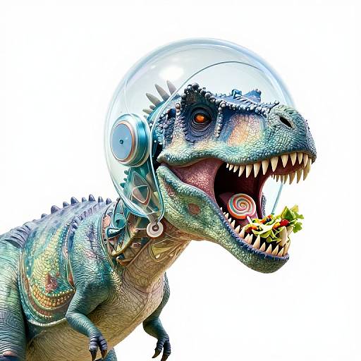 Futuristic T-Rex in Glass Helmet