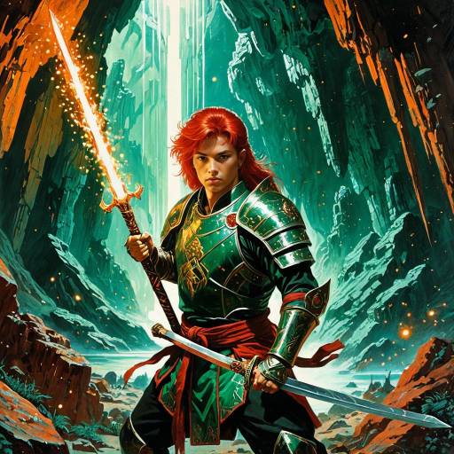 East Asian Warrior in Emerald Armor in Crystal Cave