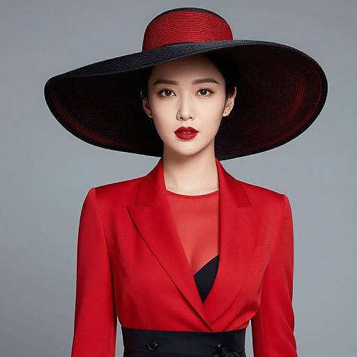 Stylish Woman in Red and Black
