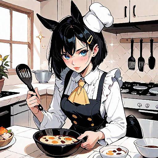Anime Horse Girl Chef in Kitchen