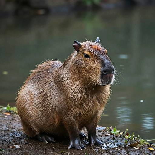 Melancholic Capybara by Rainy Pond