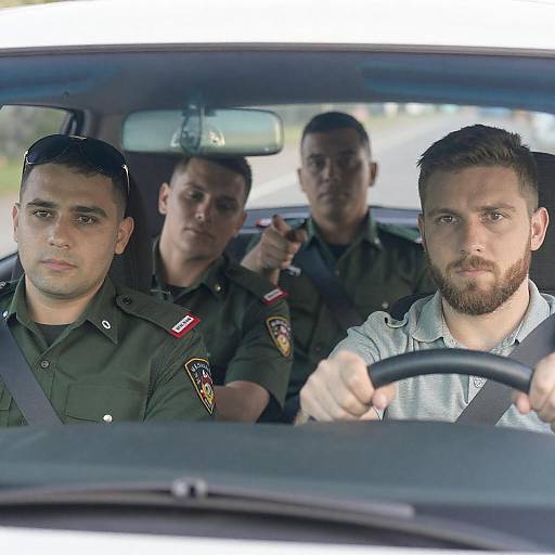 Candid Car Photo of Four Men