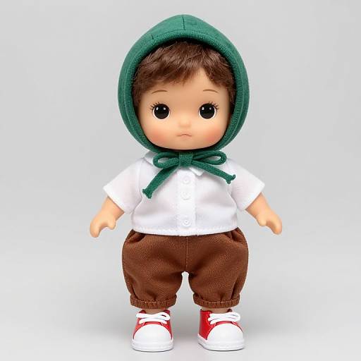 Doll in Green Bonnet and Casual Wear