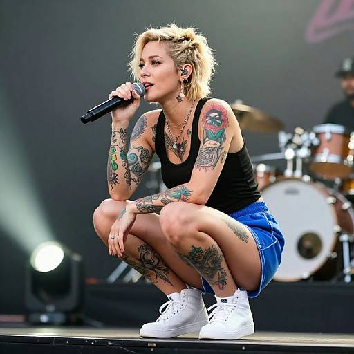 Tattooed Female Singer on Stage