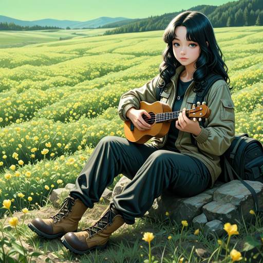 Curious Teenager with Ukulele in Nature