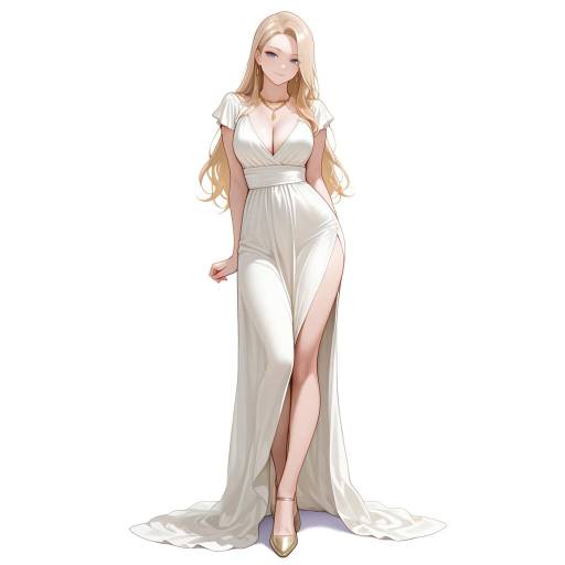 Elegant Tall Woman in Flowing Dress Elegant Tall Woman in Flowing Dress