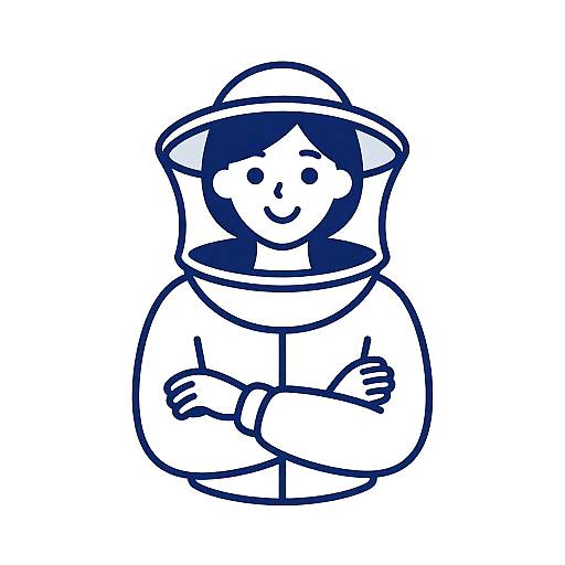 Monoline Smiling Female Beekeeper Logo
