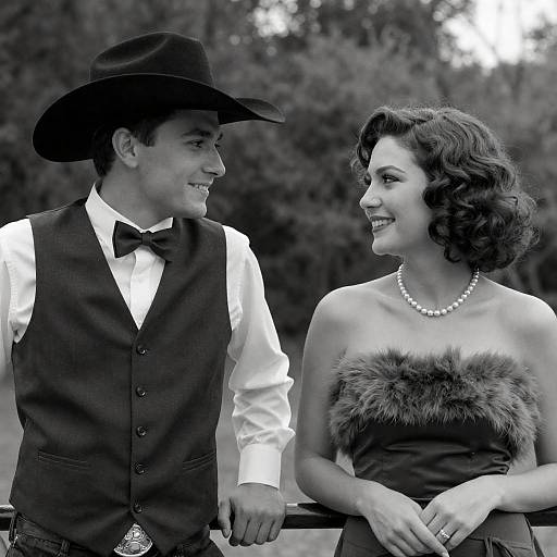 Vintage Style Couple Smiling at Each Other