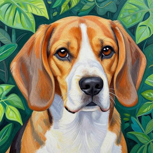 Vivid Pastel Beagle in Foliage
