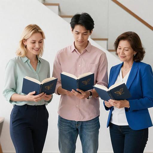 Indoor Group Photo with Identical Books