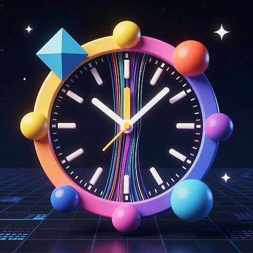 Abstract Time Concept with Neon Geometry