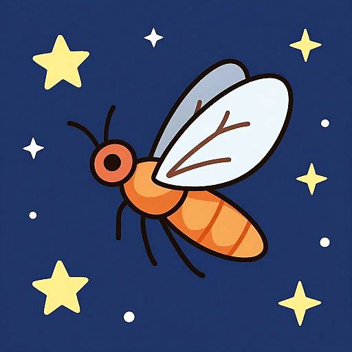 Cute Winged Mayfly Under Starry Sky