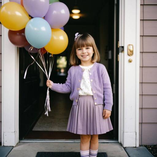 Smiling Toddler Girl with Balloons Outdoors