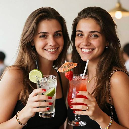 Smiling Women with Colorful Cocktails