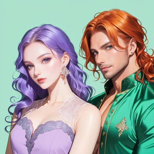 Fashionable Couple in Vibrant Colors Fashionable Couple in Vibrant Colors